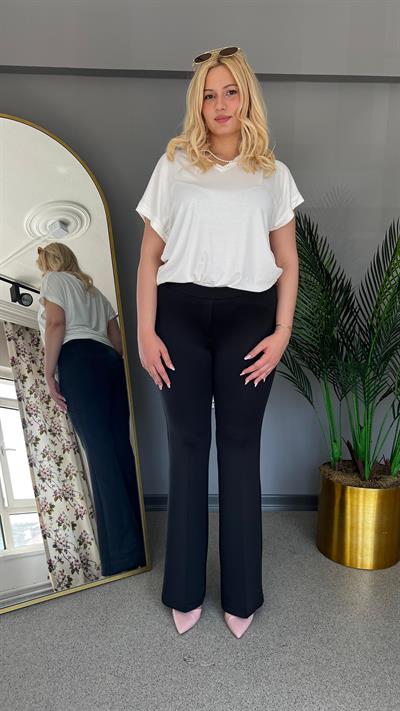 Selma Büyük Beden Scuba Kumaş İspanyol Paça Dalgıç Pantolon