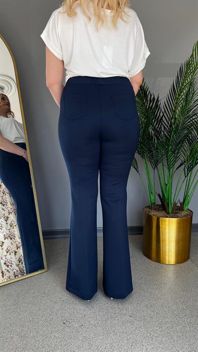 Selma Büyük Beden Scuba Kumaş İspanyol Paça Dalgıç Pantolon