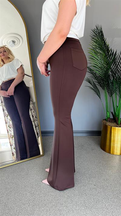 Selma Büyük Beden Scuba Kumaş İspanyol Paça Dalgıç Pantolon