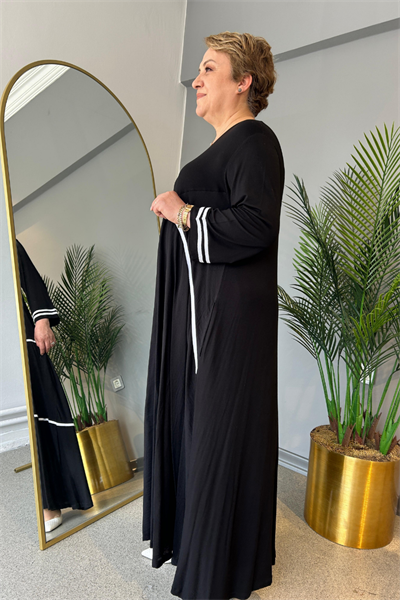 Selma Büyük Beden Şerit Detaylı Elbise