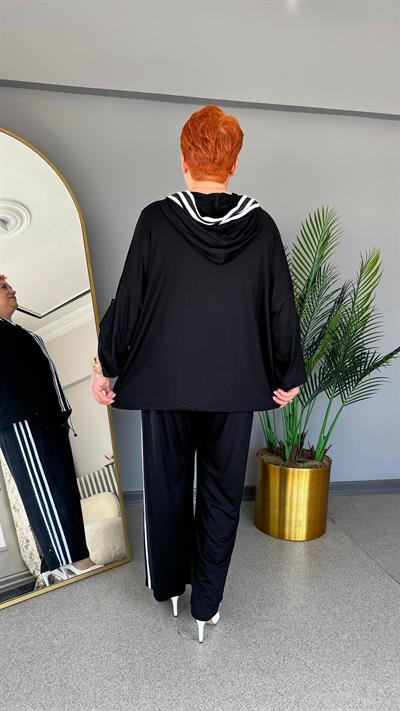 Selma Büyük Beden Şerit Detaylı Takım