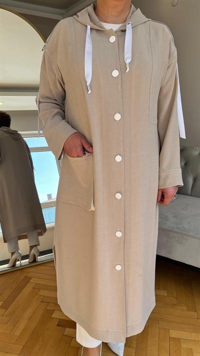 Selma Büyük Beden Şeritli Kapüşonlu Takım