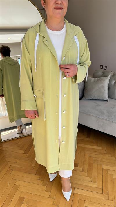 Selma Büyük Beden Şeritli Kapüşonlu Takım