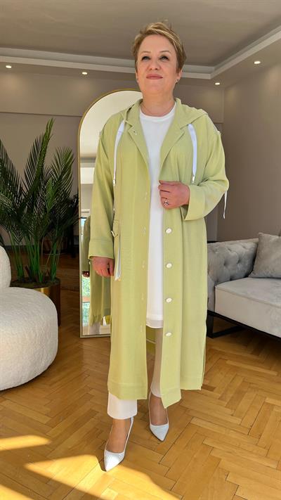 Selma Büyük Beden Şeritli Kapüşonlu Takım