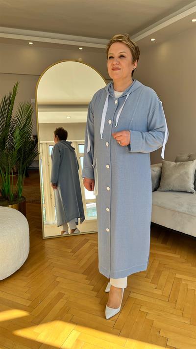 Selma Büyük Beden Şeritli Kapüşonlu Takım