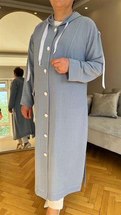 Selma Büyük Beden Şeritli Kapüşonlu Takım