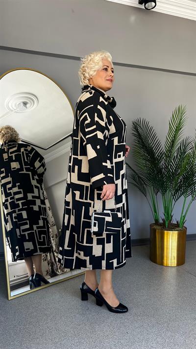 Selma Büyük Beden Seyyar Degaje Yaka Triko Elbise