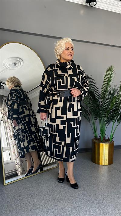 Selma Büyük Beden Seyyar Degaje Yaka Triko Elbise