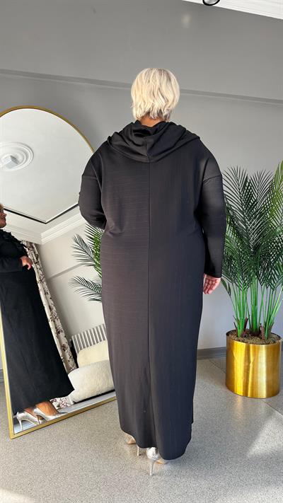 Selma Büyük Beden Seyyar Kapişon Detaylı Elbise