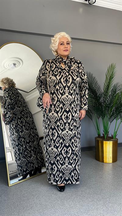 Selma Büyük Beden Seyyar Kravatlı Elbise