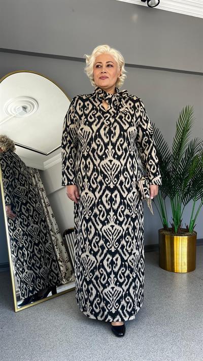 Selma Büyük Beden Seyyar Kravatlı Elbise