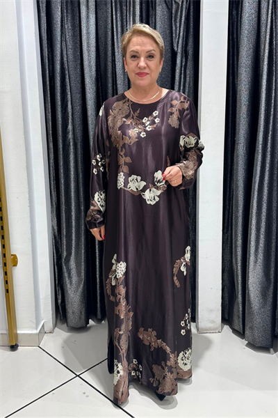 Selma Büyük Beden Şık A Kesim Pamuk Saten Elbise