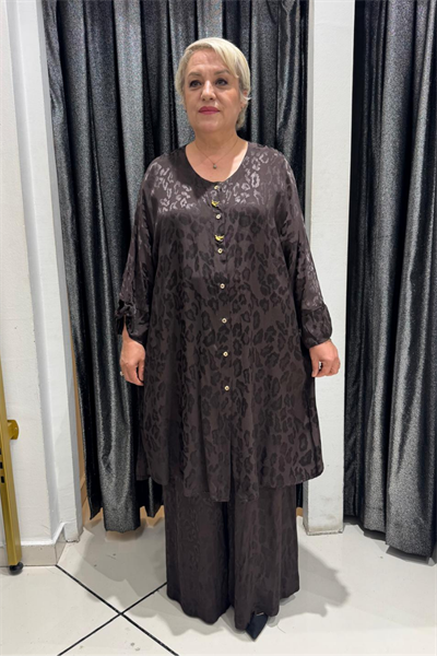 Selma Büyük Beden Şık Pamuk Saten Alt Üst Takım