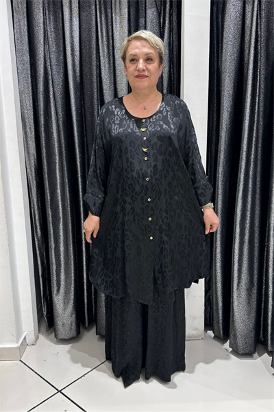 Selma Büyük Beden Şık Pamuk Saten Alt Üst Takım