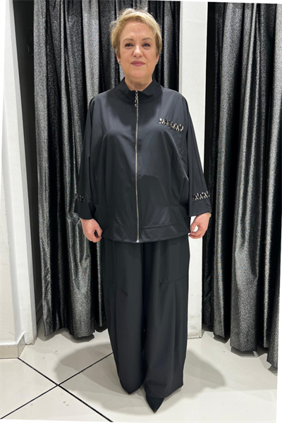 Selma Büyük Beden Şık Siyah Takım