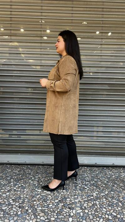 Selma Büyük Beden Şık Süet Gömlek