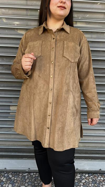 Selma Büyük Beden Şık Süet Gömlek