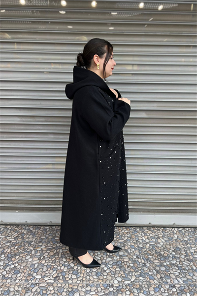 Selma Büyük Beden Şık Taş İşlemeli Kaban