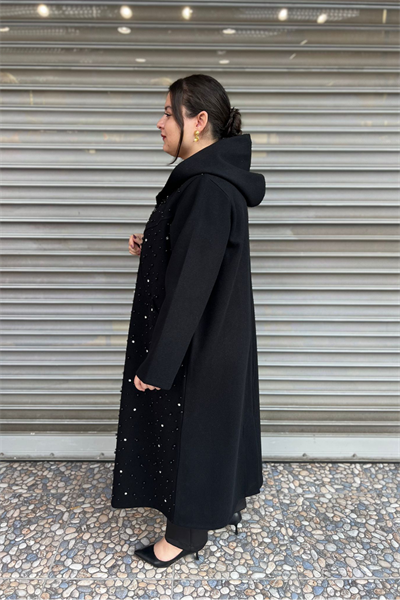 Selma Büyük Beden Şık Taş İşlemeli Kaban