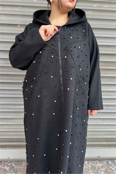 Selma Büyük Beden Şık Taş İşlemeli Kaban