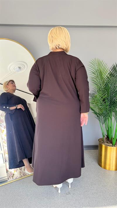 Selma Büyük Beden Şık ve Rahat Broş Detaylı Elbise