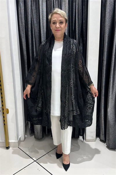 Selma Büyük Beden Siyah Dantel Hırka