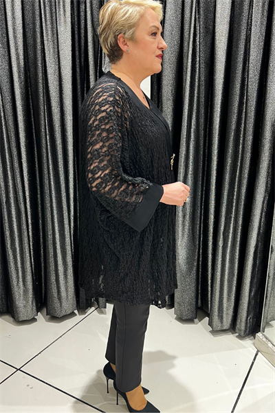 Selma Büyük Beden Siyah Dantel Tunik (Etek Dahil Değildir)