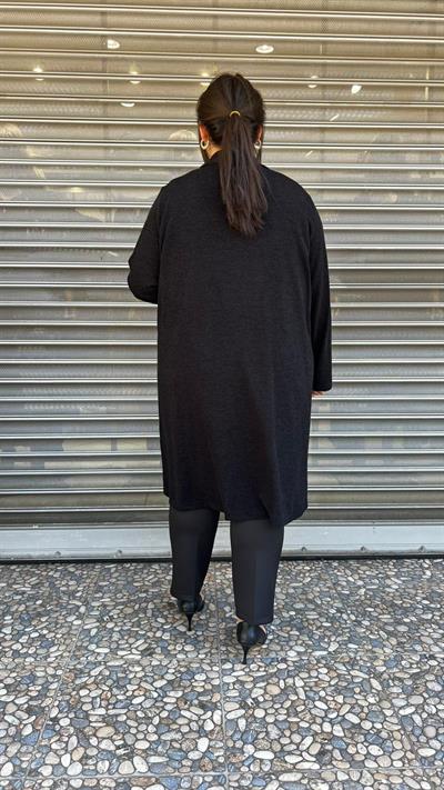 Selma Büyük Beden Siyah İşlemeli İçli Dışlı Takım