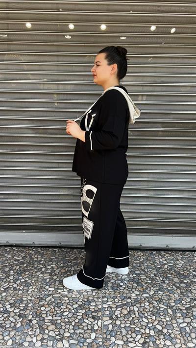 Selma Büyük Beden Siyah Konforlu Günlük Takım