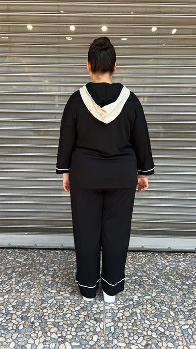 Selma Büyük Beden Siyah Konforlu Günlük Takım