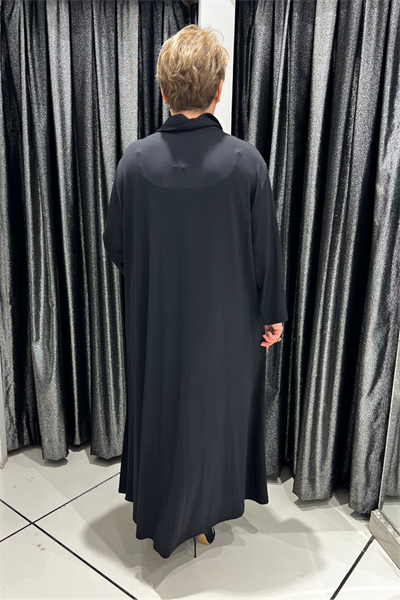 Selma Büyük Beden Siyah Patch Detaylı Gömlek Elbise
