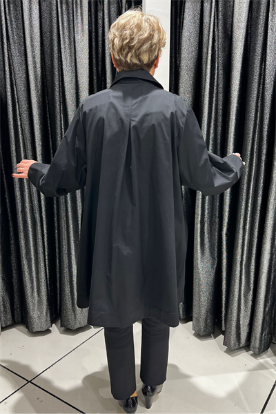 Selma Büyük Beden Siyah Tasarım Koton Ceket