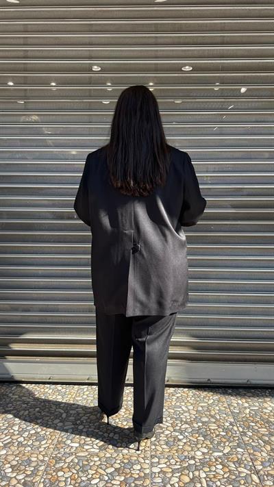 Selma Büyük Beden Siyah Üçlü Takım