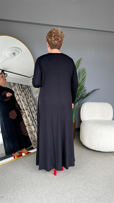 Selma Büyük Beden Spiral Desenli Elbise