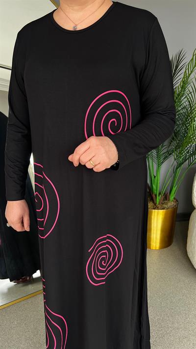 Selma Büyük Beden Spiral Desenli Elbise