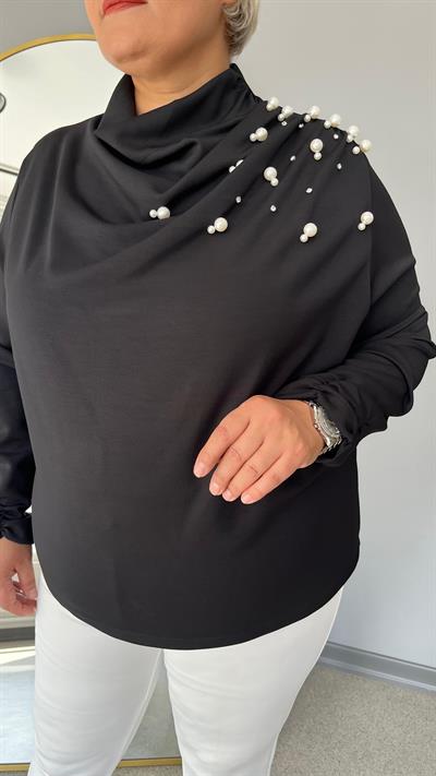 Selma Büyük Beden Spor Şık İncili Bluz