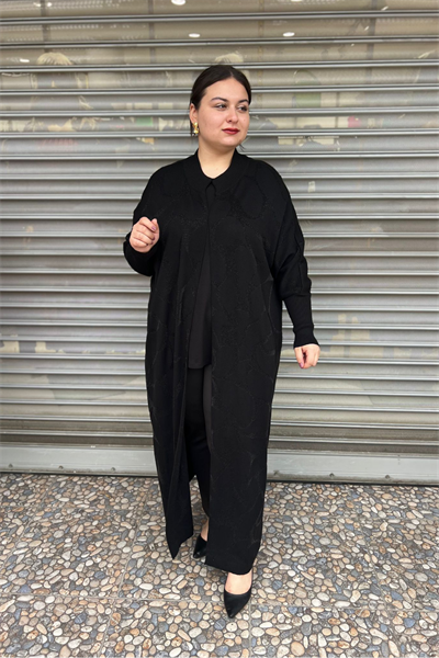 Selma Büyük Beden Tam Boy Tasarım Hırka