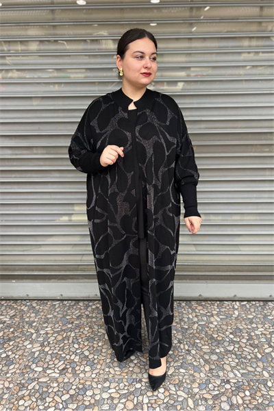 Selma Büyük Beden Tam Boy Tasarım Hırka