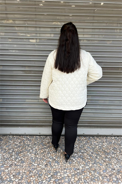 Selma Büyük Beden Taş Detaylı Astarlı Mont