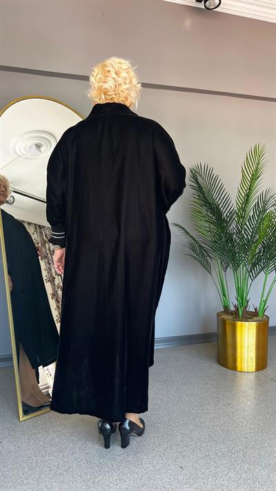 Selma Büyük Beden Taş Detaylı Kadife Elbise