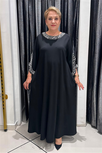 Selma Büyük Beden Taş Detaylı Şık Elbise