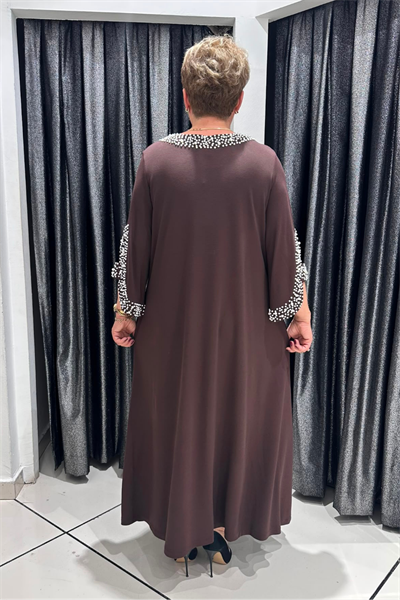 Selma Büyük Beden Taş Detaylı Şık Elbise