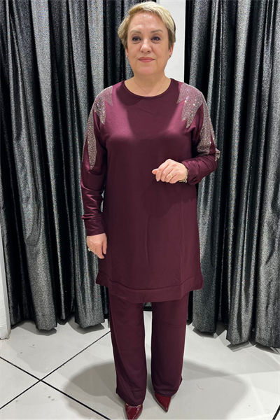 Selma Büyük Beden Taş Detaylı Takım