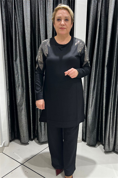 Selma Büyük Beden Taş Detaylı Takım