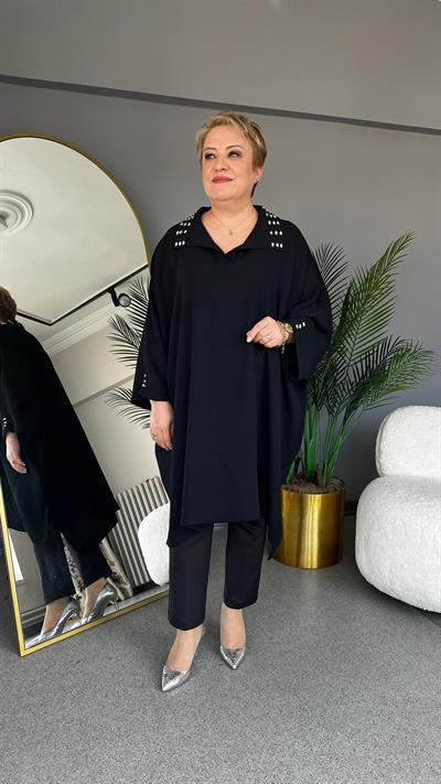 Selma Büyük Beden Taş Detaylı Tunik