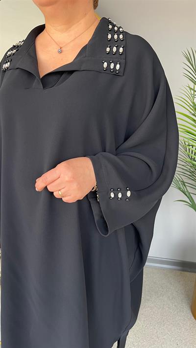 Selma Büyük Beden Taş Detaylı Tunik