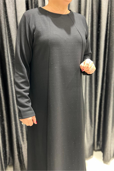 Selma Büyük Beden Taş Detaylı Uzun Elbise