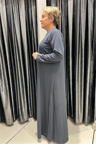 Selma Büyük Beden Taş Detaylı Uzun Elbise