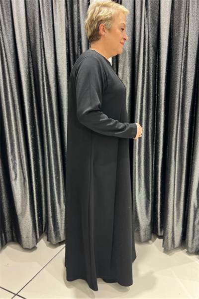 Selma Büyük Beden Taş Detaylı Uzun Elbise