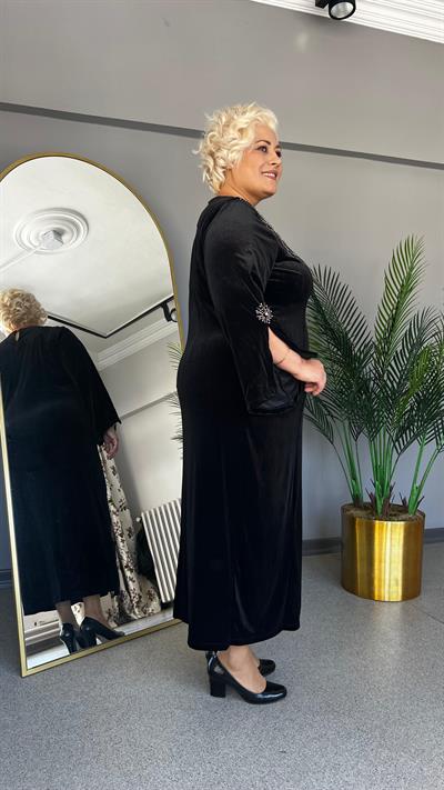 Selma Büyük Beden Taş İşlemeli Elbise